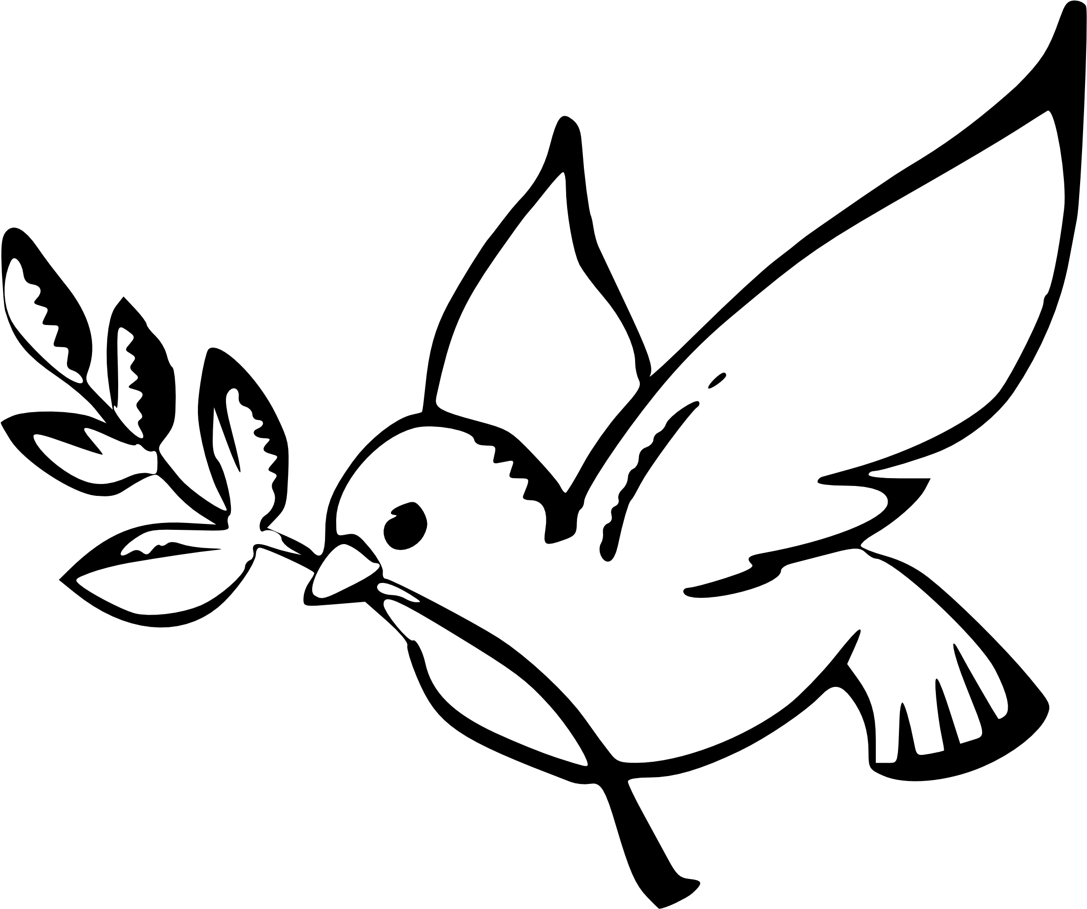 Best Drawing 2 Dove Outline Cloud - Peace Dove (2222x1852), Png Download