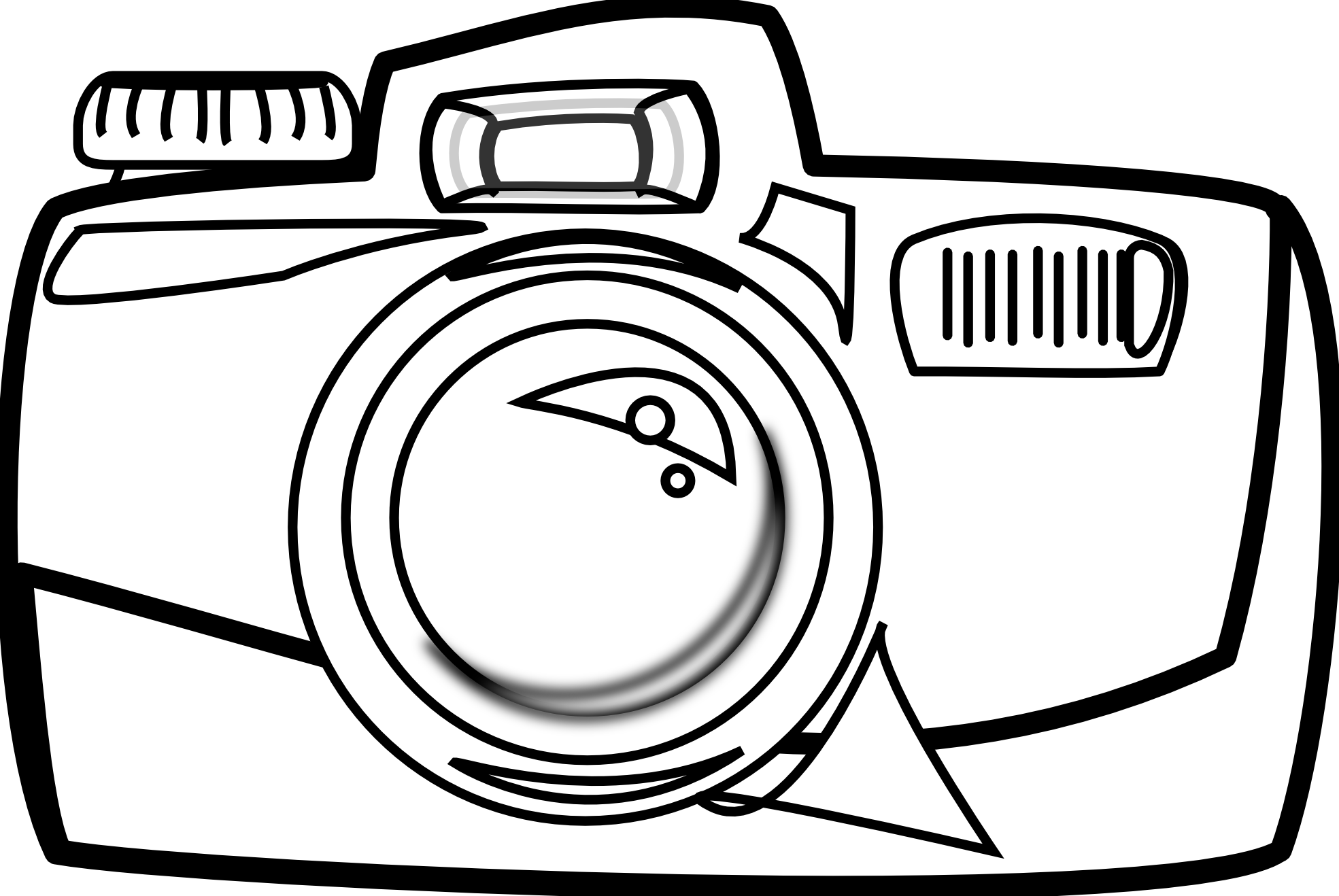 Camera Clip Art - Digital Camera Clipart Black And White (1871x1252), Png Download