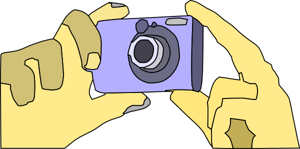 Holding Digital Camera Clip Art At Clker - Draw Hands Holding A Camera (600x298), Png Download