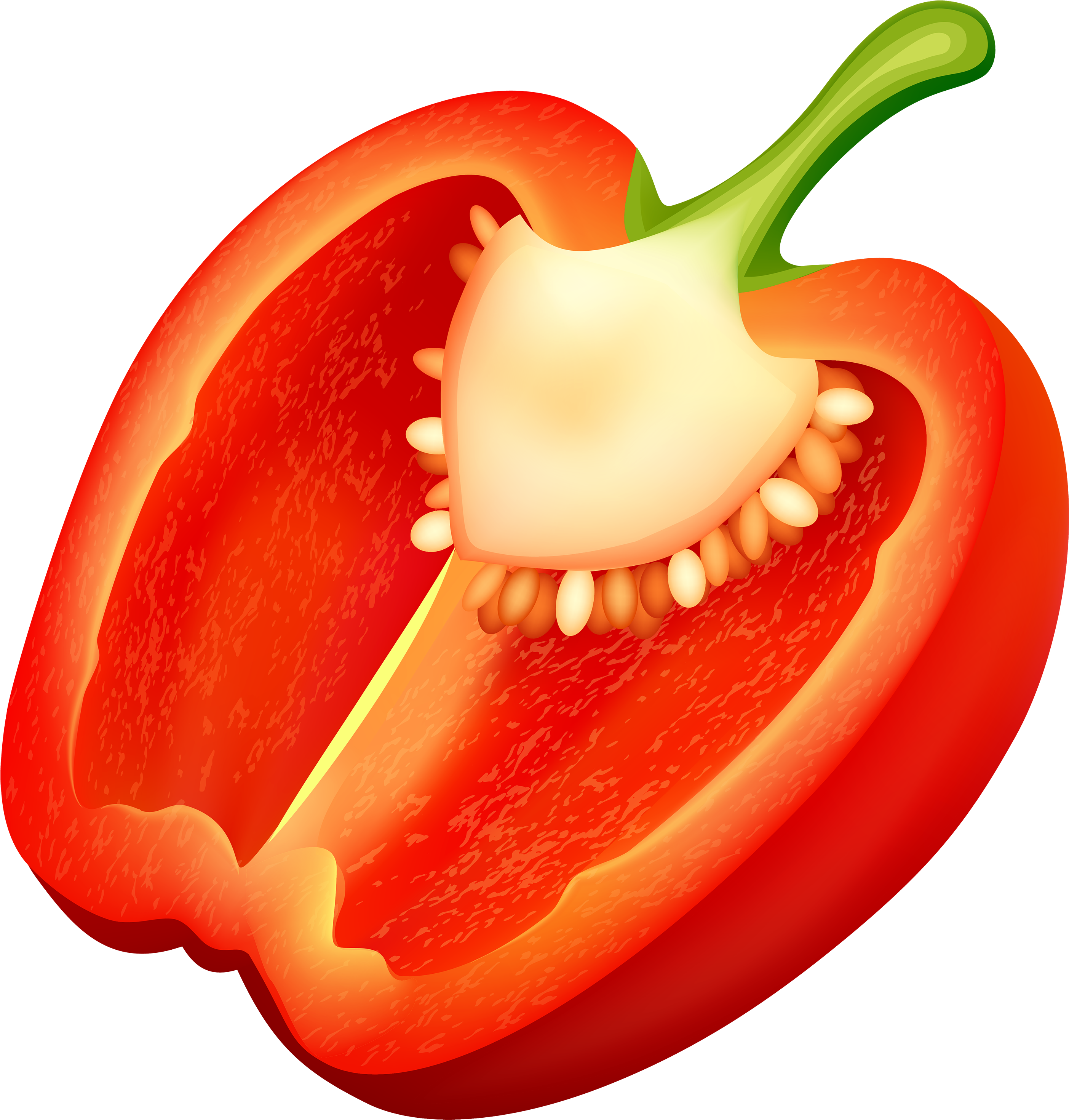 Half Red Pepper Png Clipart - Pepper Clipart (2884x3000), Png Download