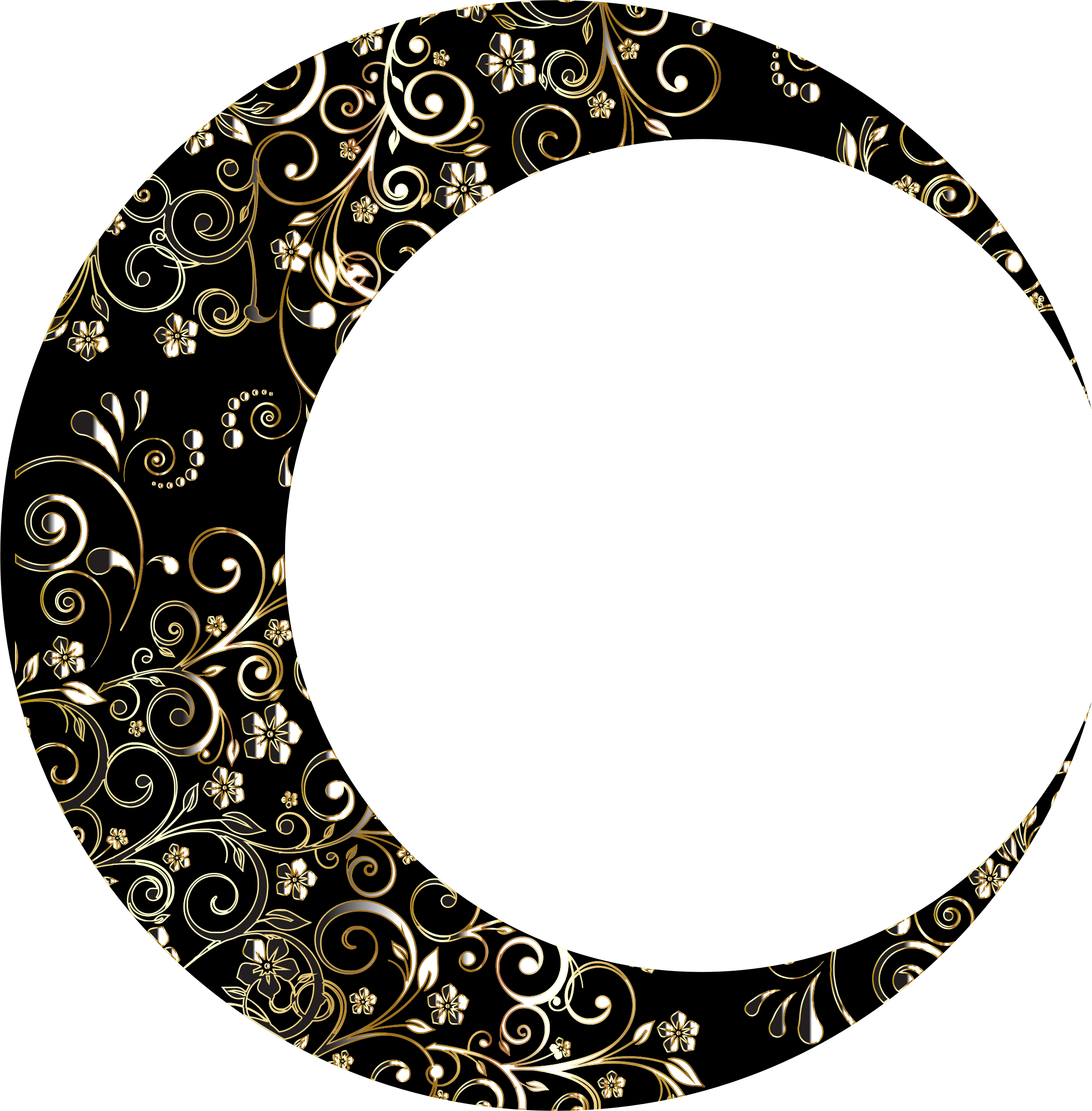 This Free Icons Png Design Of Gold Floral Crescent (2264x2304), Png Download