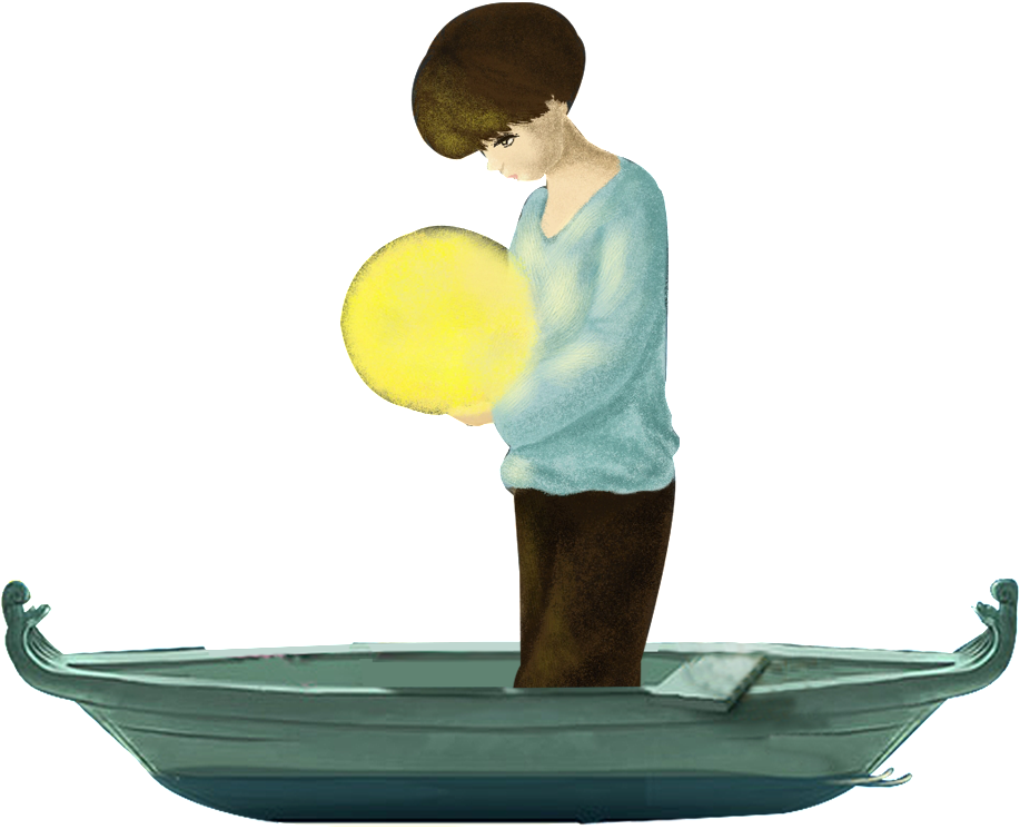 Hand Painted Boy Moon - Moon-boy (1024x1024), Png Download