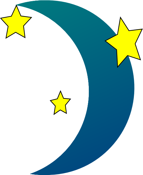 Crescent Moon N Stars Clip Art - Nighttime Clipart (510x597), Png Download