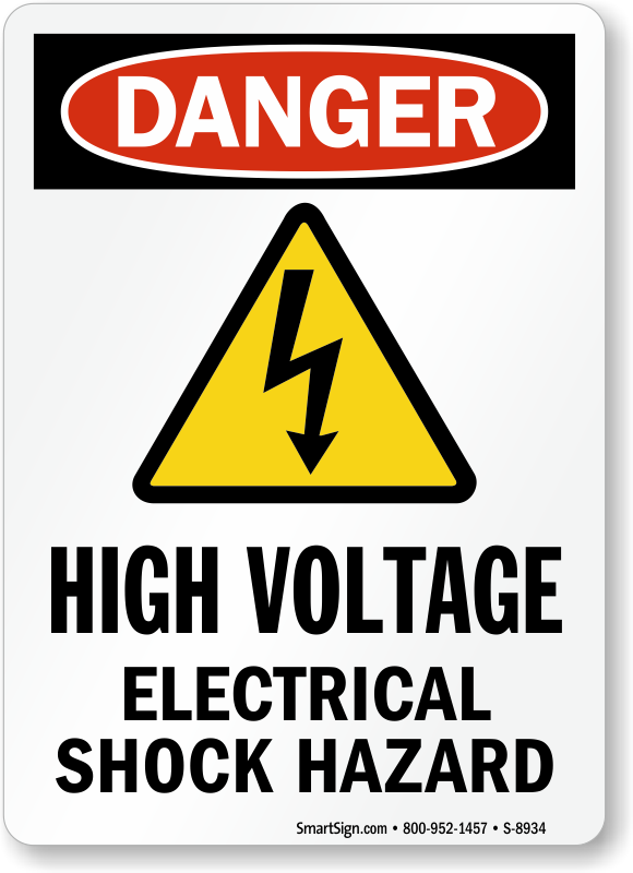 Osha Danger High Voltage Electrical Shock Hazard Sign - Smartsign By Lyle Smartsign Adhesive Vinyl Label, Legend (580x800), Png Download