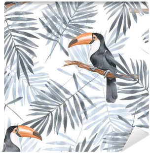 Watercolor Seamless Pattern 2 Wall Mural • Pixers® - Zazzle Grey Toucan | Add Your Name Tri-fold Wallets (400x400), Png Download