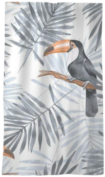 Watercolor Seamless Pattern 2 Sheer Window Curtain - Graues Toucan | Addieren Ihren Namen Klemmbrett (400x400), Png Download