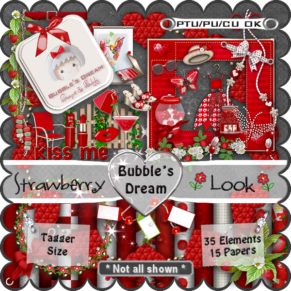 The Strawberry Look ~ Scrapkit * Tagger Size/cu Ok - Strawberry (600x600), Png Download