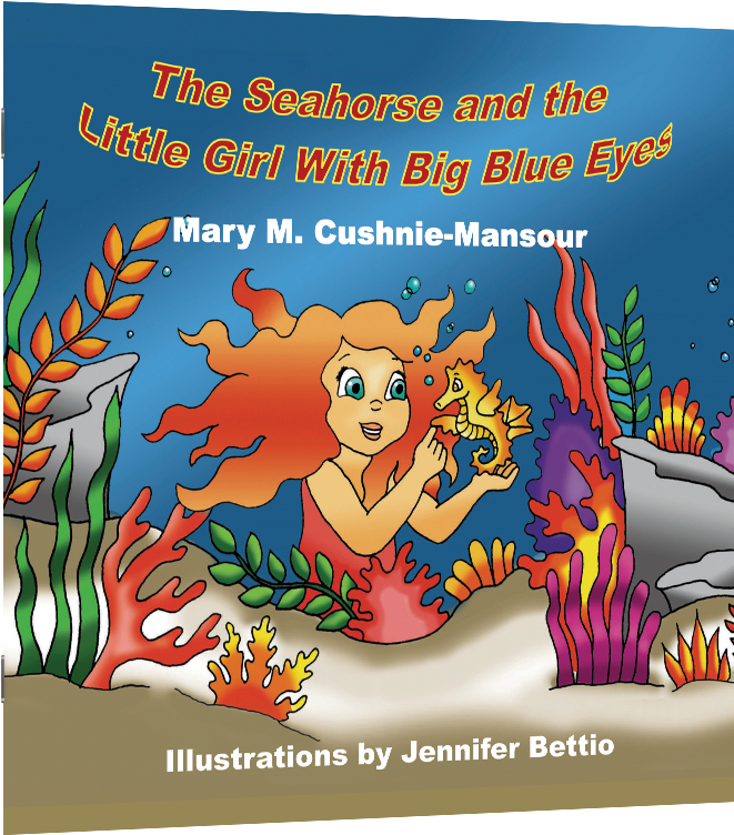 The Seahorse And The Little Girl With Big Blue Eyes - Cartoon (938x938), Png Download