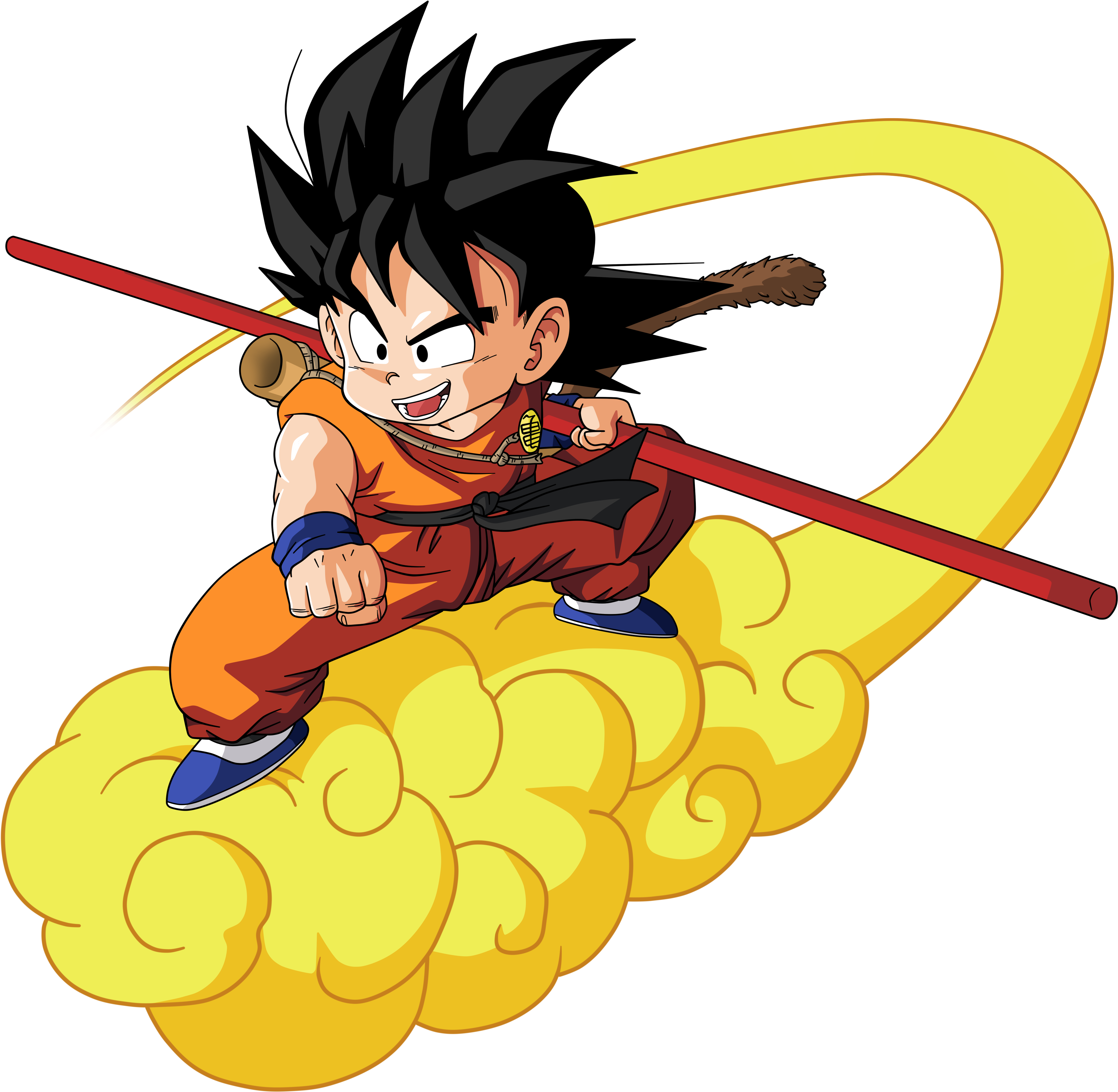 How About The Nimbus Cloud That He Rides, Or His Extending - Son Goku On Cloud (4000x3844), Png Download