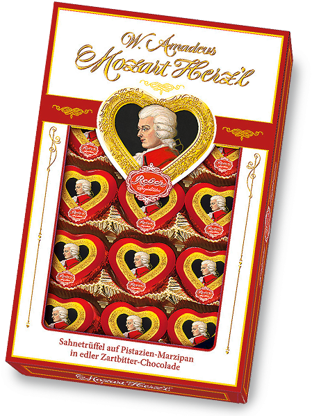 Reber Mozart Herz'l® Packung - Mozart Kugeln (590x600), Png Download