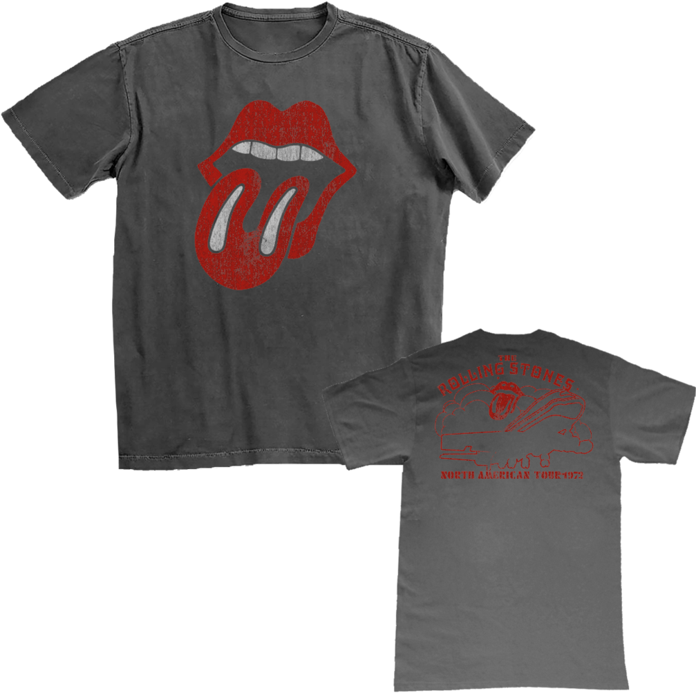 1972 Tongue T-shirt - Rolling Stones Grey Tee (1024x1024), Png Download