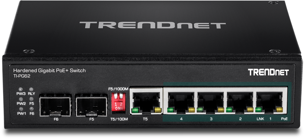 6 Port Hardened Industrial Gigabit Poe Din Rail Switch - Trendnet Ti-pg62 6-port Hardened Industrial Gigabit (1000x1000), Png Download