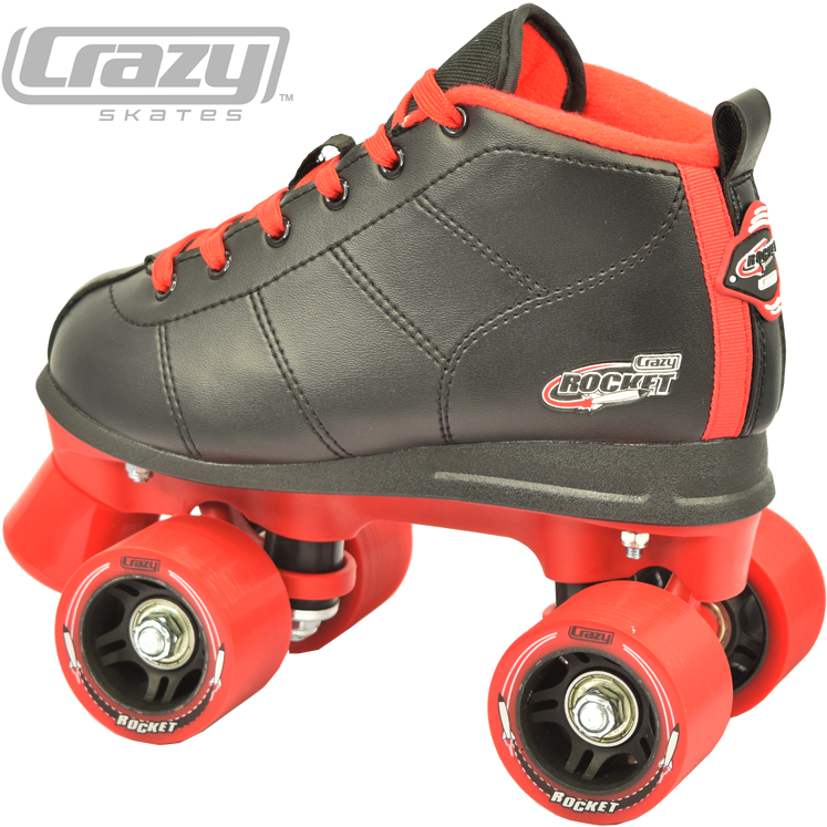 148 Inline Crazy Skates - Crazy Skates Rocket Kids Roller Skate (black / Red, (1000x874), Png Download