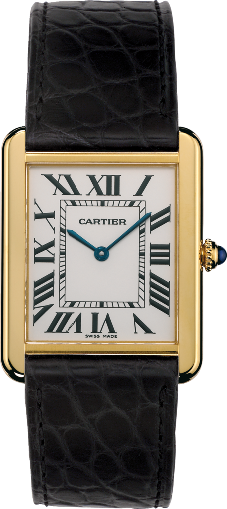 Tank Solo Watchlarge Model, 18k Yellow Gold, Leather - Cartier Tank Solo W5200004 (457x1024), Png Download