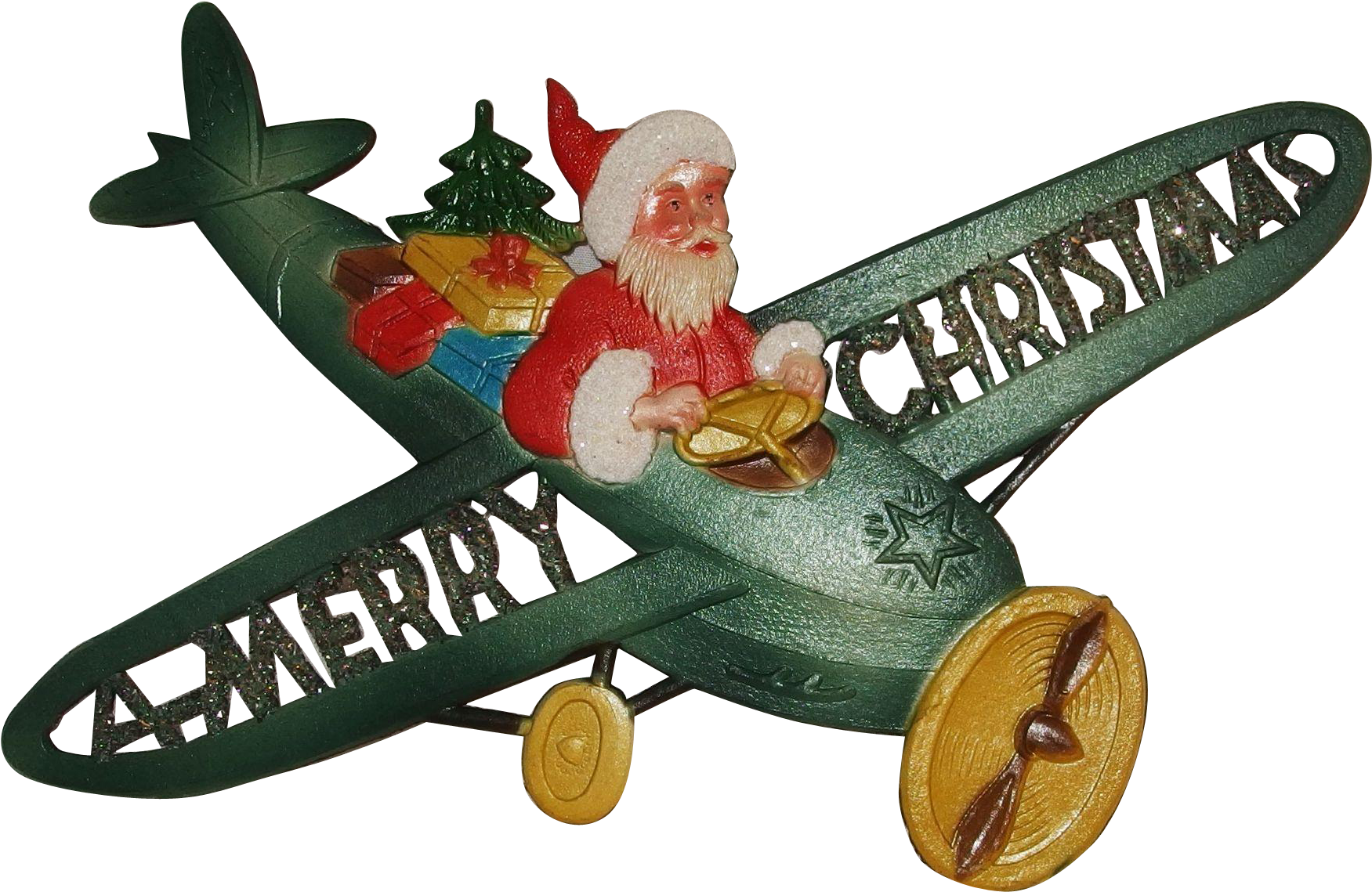 Santa Flying His Plane With A Merry Christmas Banner - Fensterbild 23 X 16 Cm Weihnachtsmannflieger (1750x1750), Png Download