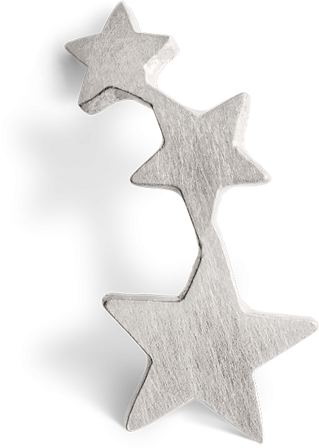 Row Of Stars Stud - Silver (844x893), Png Download