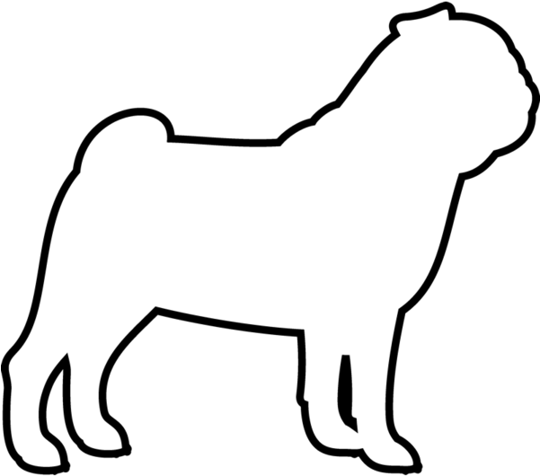 Image Black And White Outline At Getdrawings Com Free - Outline Of A Pug (600x600), Png Download