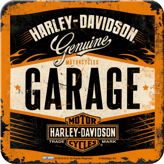 Nostalgic Art Metal Coaster Harley Davidson Garage - Genuine Harley Davidson (600x600), Png Download