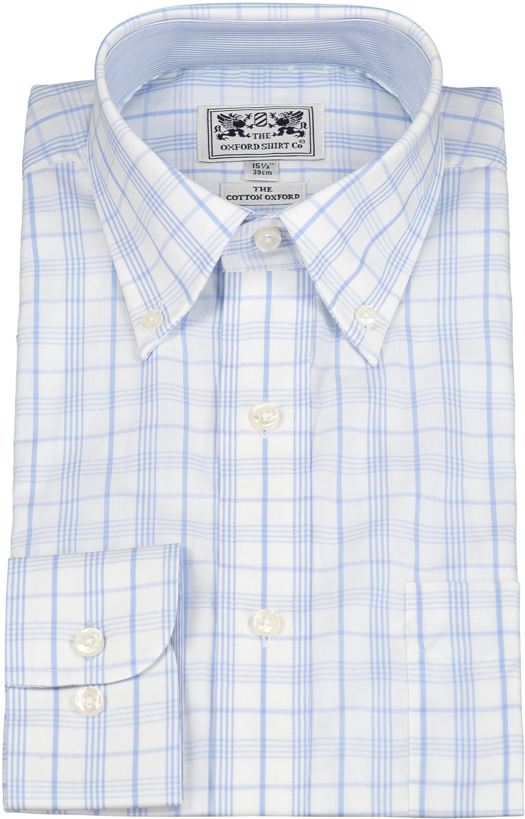 Button Down Shirt In Light Blue Multi Check - Formal Wear (3278x3278), Png Download