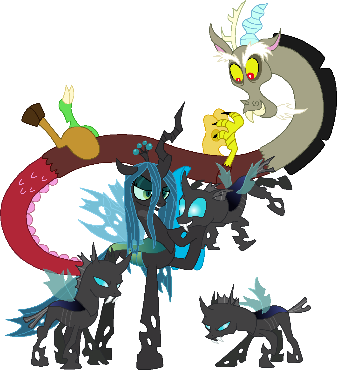 Discord And Chrysalis - Mlp Twilight And Discord (1589x1694), Png Download
