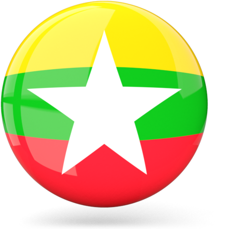 Glossy Round Icon - Myanmar Flag Button (640x480), Png Download