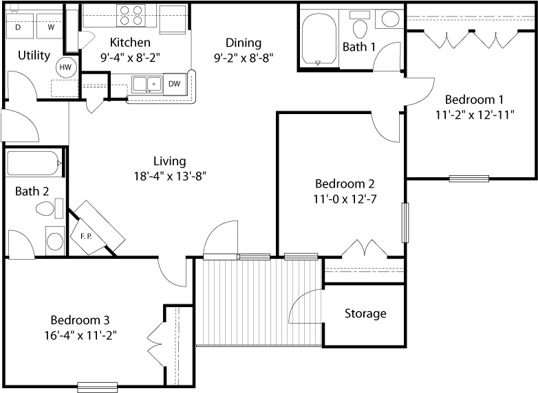 Click Here To See Full Dimensions - Standard Kitchen Room Dimensions (783x582), Png Download