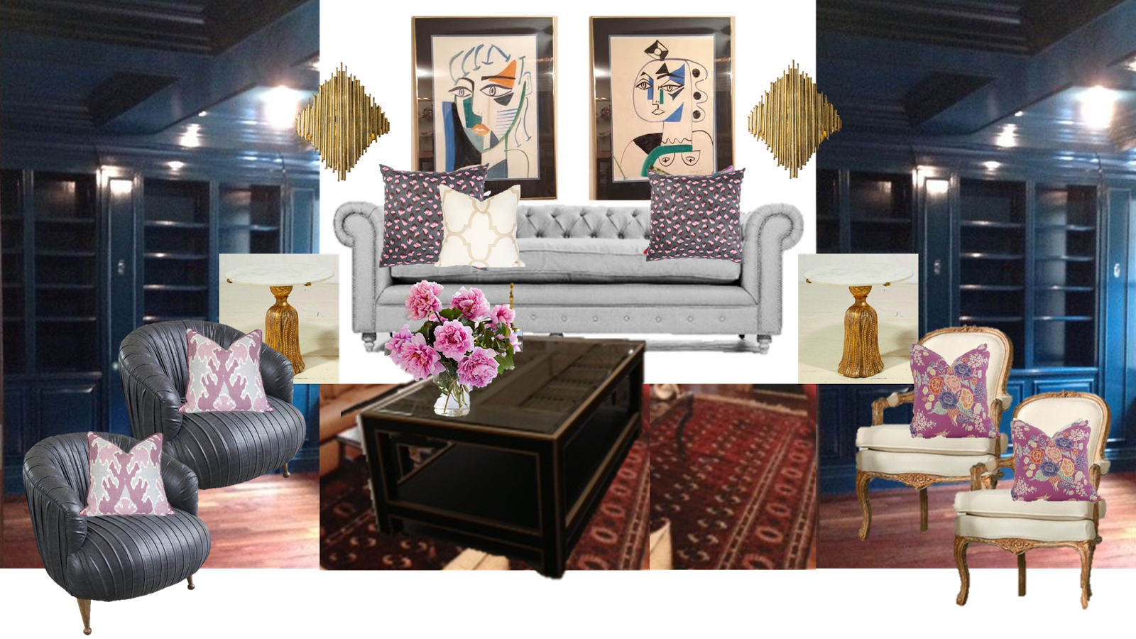 Etsy Westendaccents' Quadrille Macao Ii On White Chairs - Cfc Bertha Chair (1600x900), Png Download