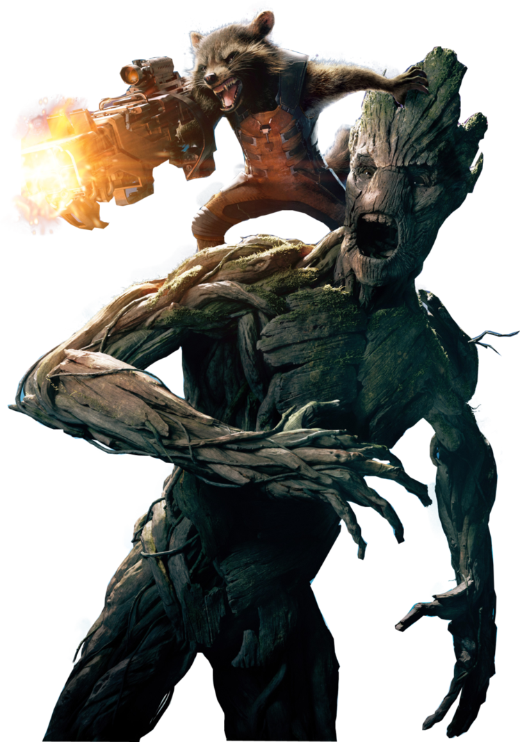 Png Renders - Guardians Of The Galaxy Groot And Rocket Maxi Poster (748x1067), Png Download