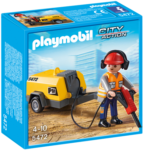 Construction Worker With Jack Hammer - Playmobil Construction Worker With Jack Hammer (700x490), Png Download