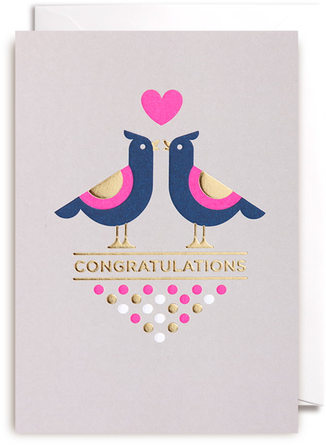 Congratuulations Birds 1 Designist Lr V=1489835666 - Oliver Bonas Congratulations Card (956x1024), Png Download