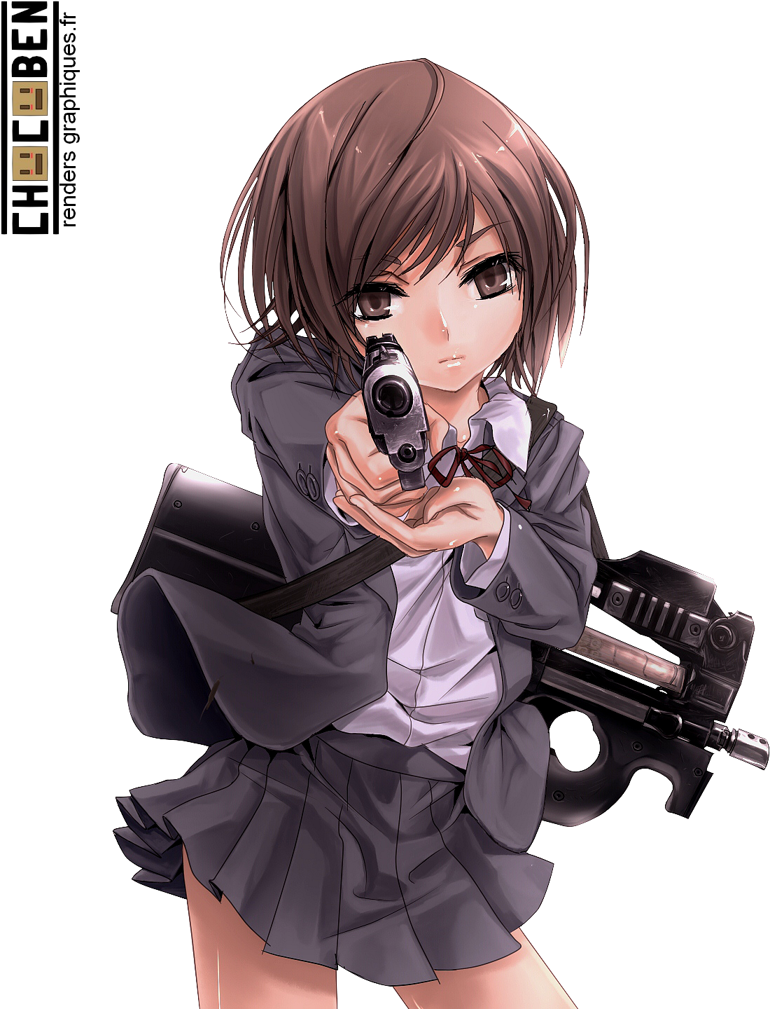 Postado Por - Anime Girl With A Gun (1162x1446), Png Download