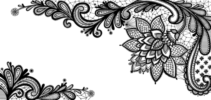 Black Lace Ornamentpicture Png - Lace Vector (850x406), Png Download