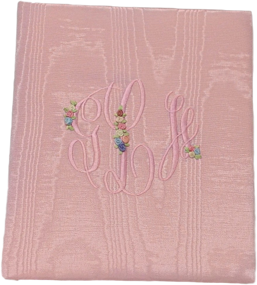 Silk Ribbon Flowers Embroidered On Moire Baby Memory - Stitch (1280x1280), Png Download