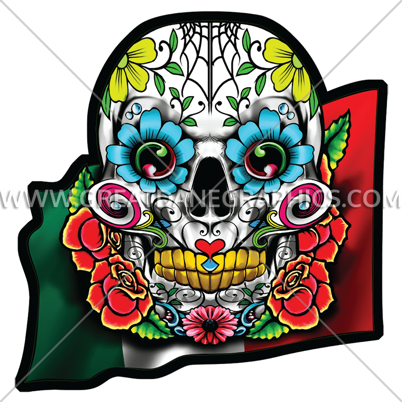 Tirecoverpro Full Color Sugar Skull With Roses - Skull Cinco De Mayo (825x825), Png Download