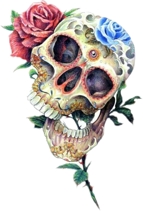 Report Abuse - Sugar Skull And Flower Drawings (459x680), Png Download