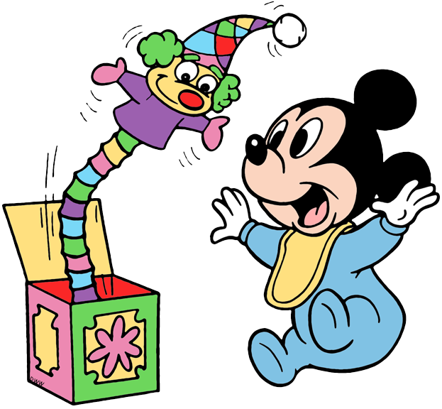 Baby Mickey's Wind-up Clown - Mickey Mouse (623x576), Png Download