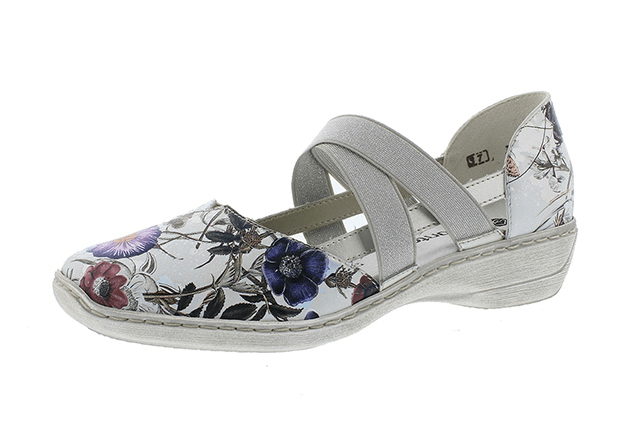 Remonte D1647-90 White/metallic/silver - Floral Flat Heel Lace-up Low-cut Men's Loafers For (640x640), Png Download