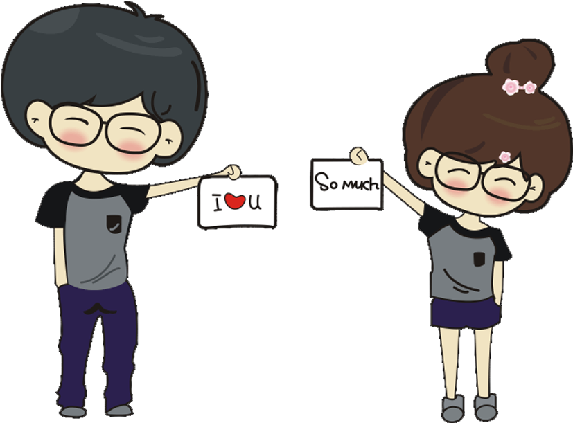 T Shirt Cartoon Couple Lovely Tshirt Transprent - Cute Profile For Couple's Cartoon (852x813), Png Download