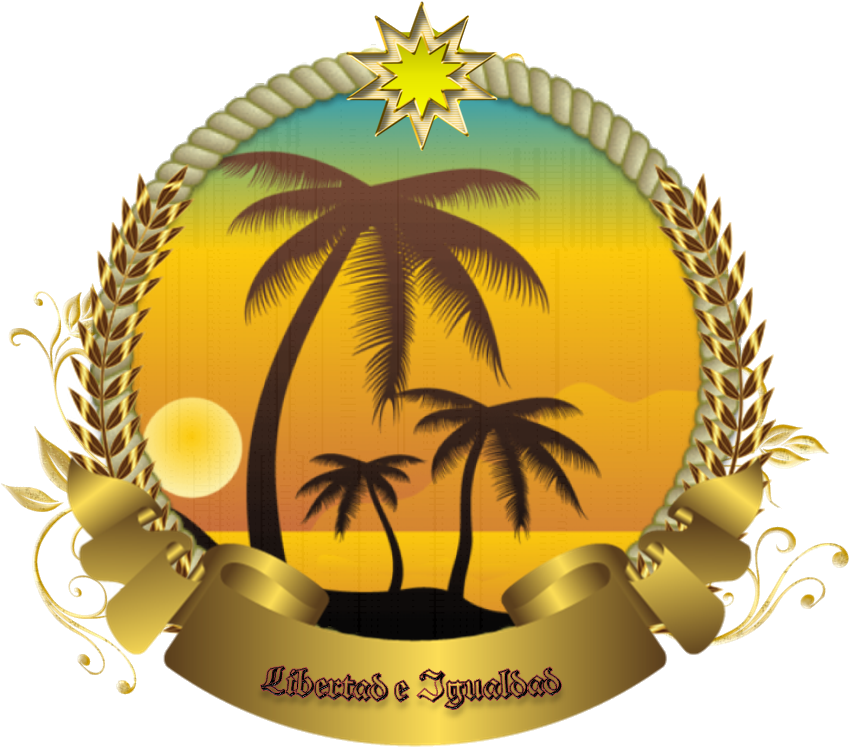Escudo De La República Federal De La Tierra De Gracia - Palm Tree Beach Cartoon (1127x918), Png Download