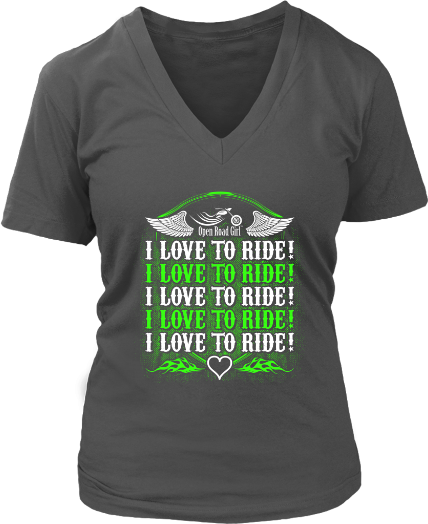 Neon Green I Love To Ride Women's V-neck Tee - Womens 1968 T Shirt (1024x1024), Png Download