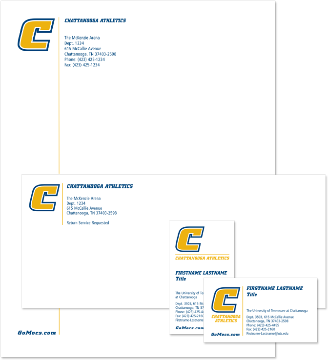 Athletics Letterhead, Envelope And Business Cards - University Of Tennessee At Chattanooga (720x800), Png Download