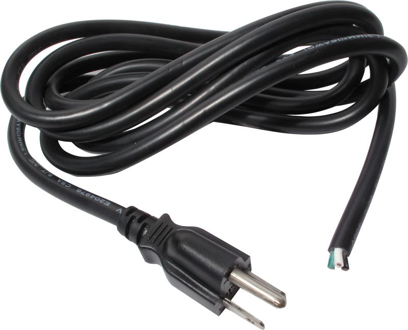 Power, 16 Awg, 3 Conductor, Black Image - Bare End Power Cord (800x648), Png Download