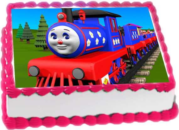 Thomas The Train Cartoon Cake - Train Cakes 1kg (600x600), Png Download