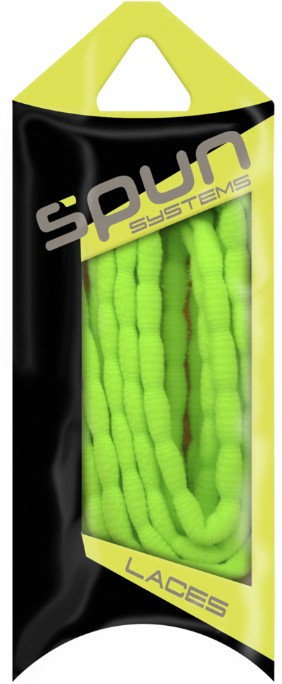 Spun™ Bubble Shoelaces - Lime Yellow Oval Shoe Laces (416x1024), Png Download