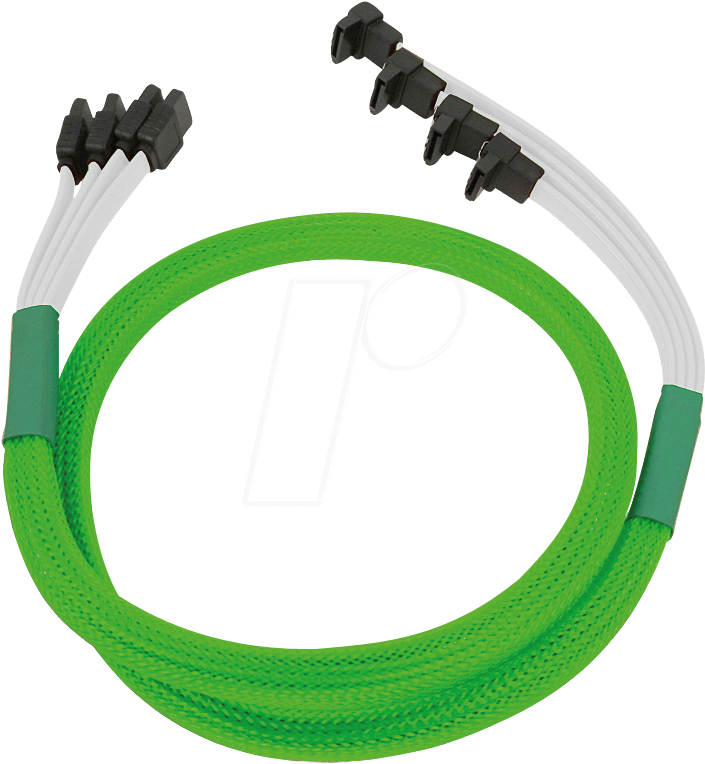 Sata 6gb/s 4 Way Cable Angled, Neon Green Nanoxia Nxs6gscng - Nanoxia Sata 6 Gb / S, 4-angled, Cable Adapter/cable (800x800), Png Download