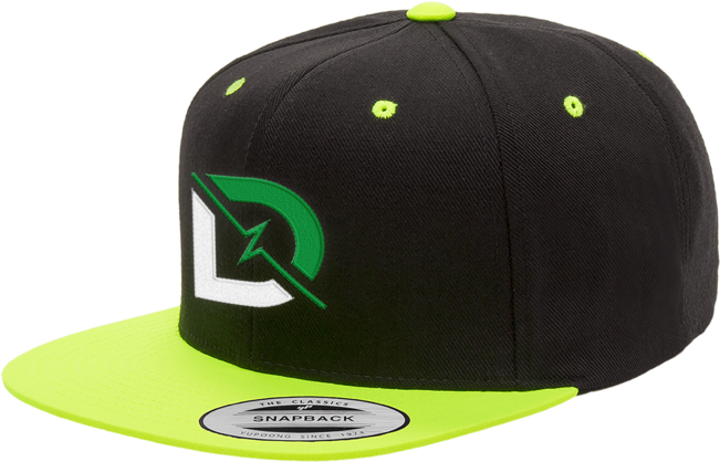 Drlupo Black & Neon Green Snapback Hat - 6089mt Classic Snapback Pro-style Wool Cap Ange) (650x650), Png Download