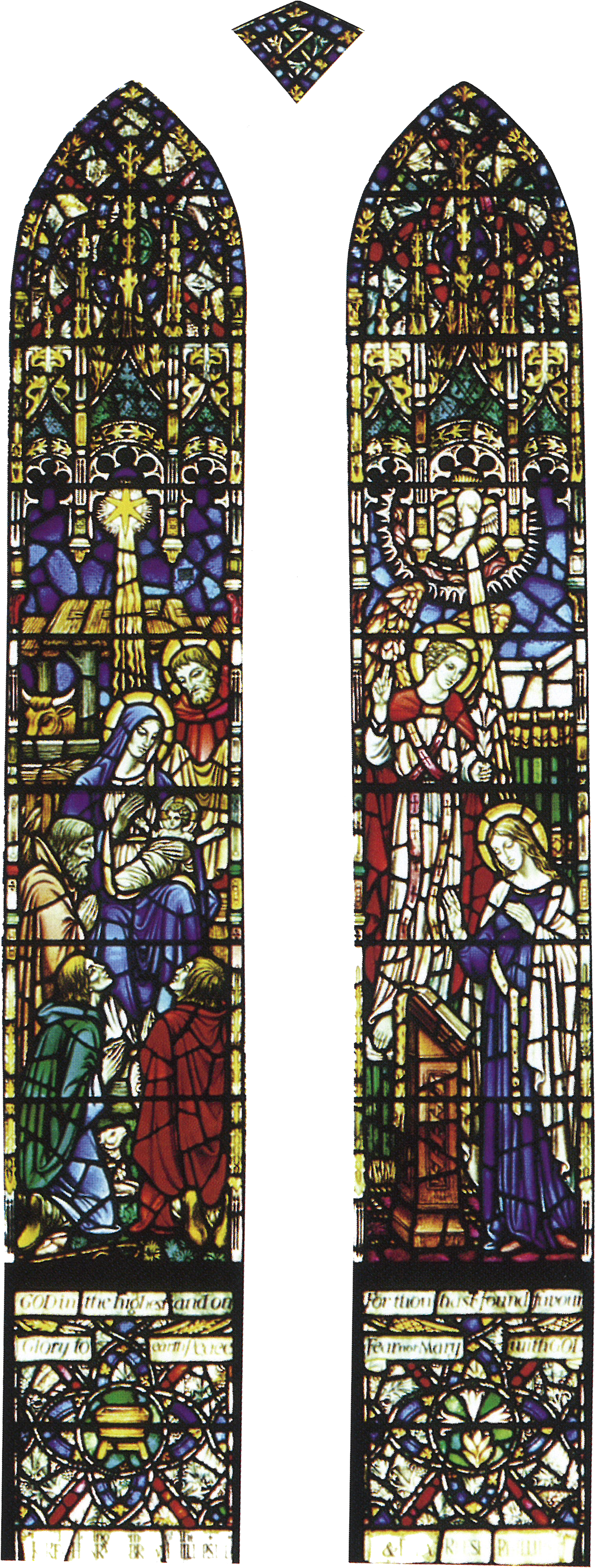The Right Lancet Shows Mary Seated At A Lectern - Stained Glass (1567x4216), Png Download