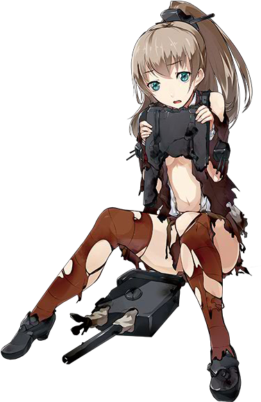 Cav Kumano Kai 130 Full Damaged - Kancolle Kumano (500x880), Png Download