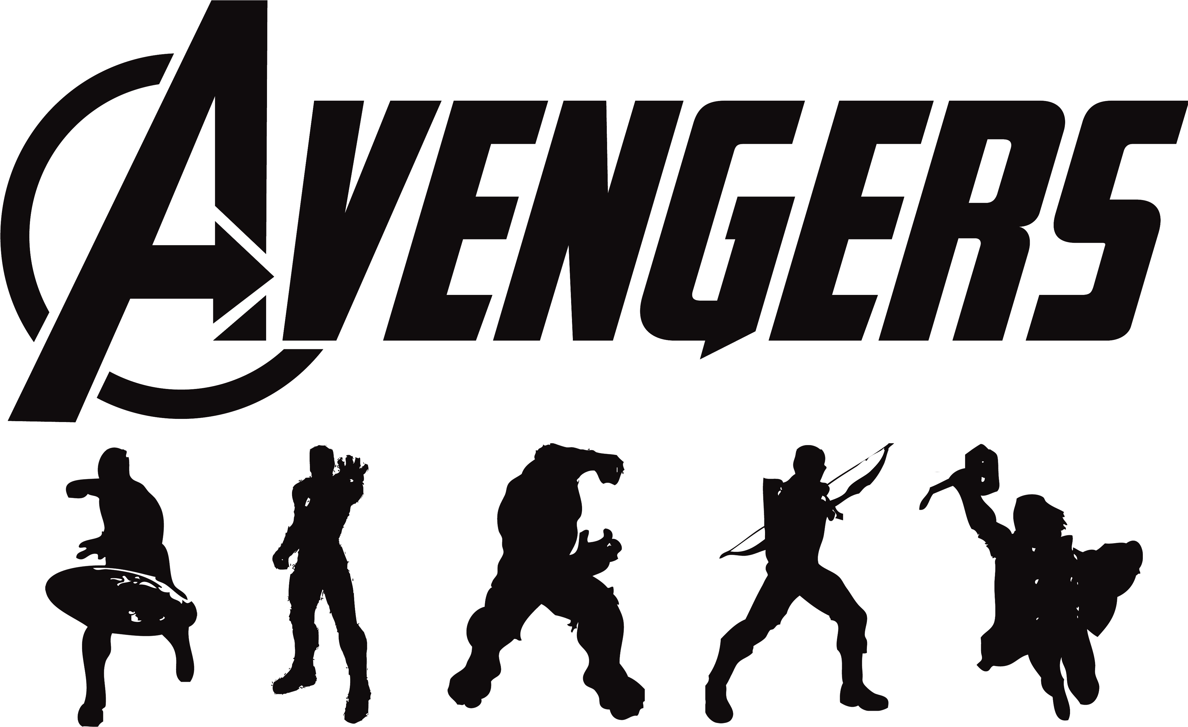 Pencil Clipart Silhouette - Avengers Silhouette (4240x2626), Png Download