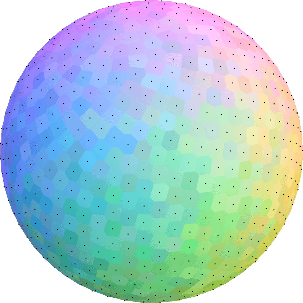 Voronoi Regions On The Sphere - Circle (1024x1024), Png Download